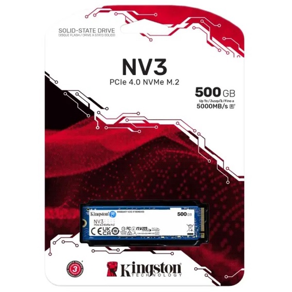Içerki SSD Kingston NV3 M.2 NVMe GEN 4.0 500 GB.